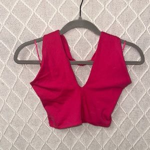 Pink cropped halter top! Worn once, great condition!